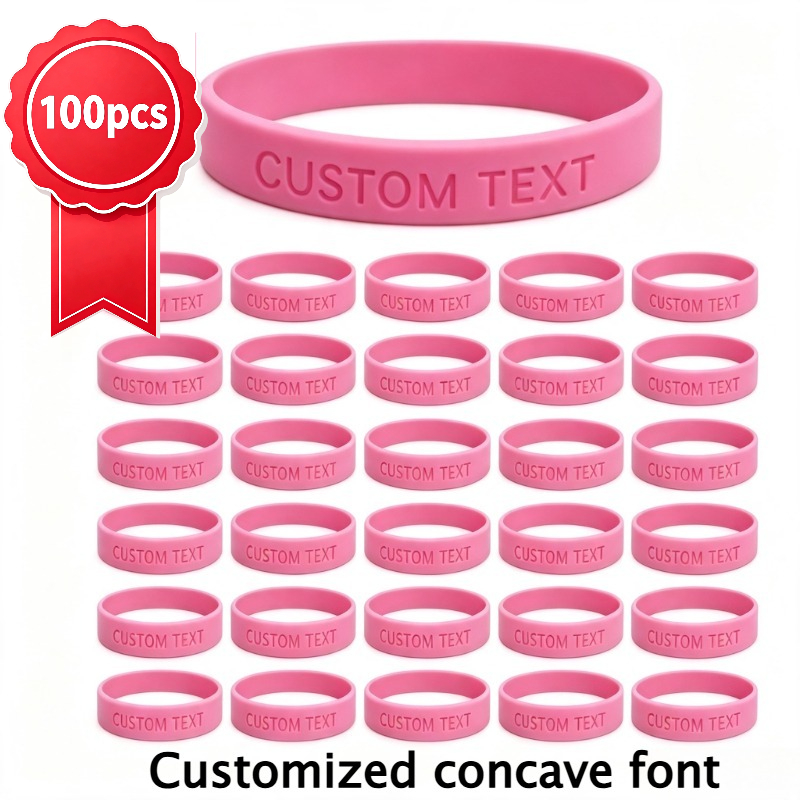 100pcs Custom Silicone Wristbands, Personalised Gift Set